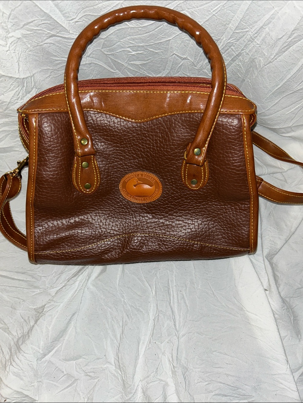 Designer Inspired Structured Brown Leather Satchel Handbag